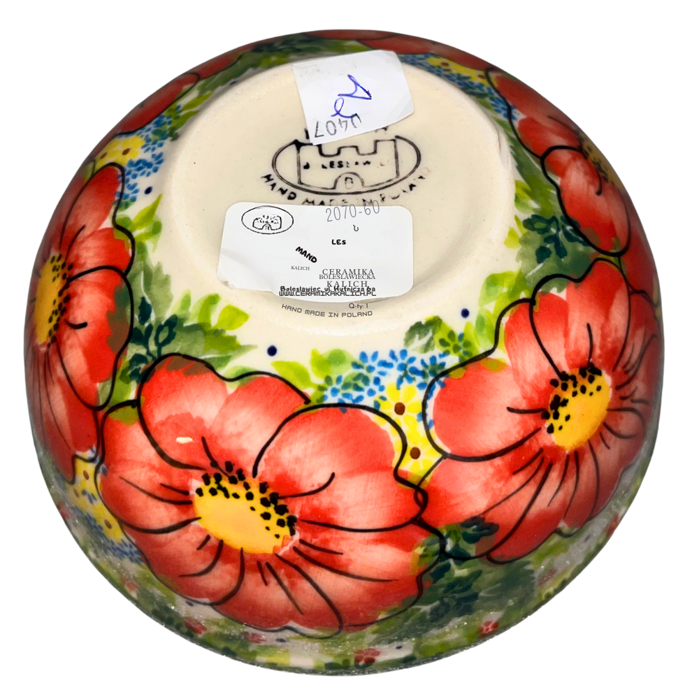 ポーリッシュポタリー KALICH kalich polish pottery 5 inch bowl 730 red poppies - Polish